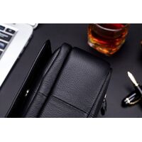 Τσαντάκι Ώμου Δερμάτινο Μαύρο Bull Captain DJB 015(L)