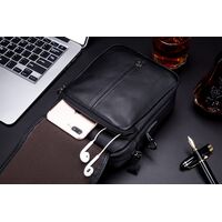 Τσαντάκι Ώμου Δερμάτινο Μαύρο Bull Captain DJB 015(L)