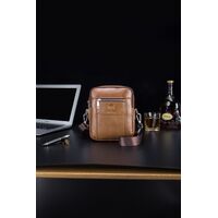 Τσαντάκι Ώμου Δερμάτινο Καφέ Bull Captain DJB 09