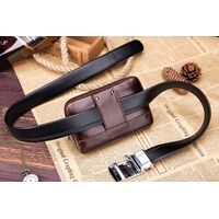 Τσαντάκι Μέσης - Ζώνης Δερμάτινο Σκούρο Καφέ Bull Captain YB04