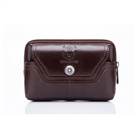 Τσαντάκι Μέσης - Ζώνης Δερμάτινο Σκούρο Καφέ Bull Captain YB04