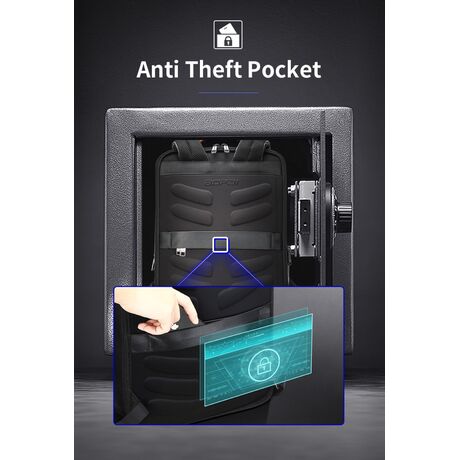 Δερμάτινο Σακίδιο πλάτης Αντικλεπτικό 24L Laptop 15,6” Bopai 61-121561 μαύρο