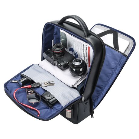 Δερμάτινο Σακίδιο πλάτης Αντικλεπτικό 24L Laptop 15,6” Bopai 61-122101 μαύρο
