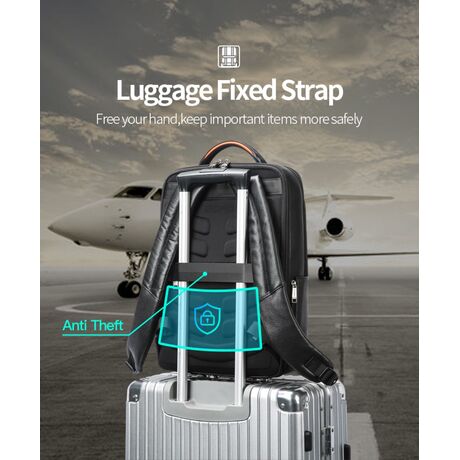 Δερμάτινο Σακίδιο πλάτης Αντικλεπτικό 24L Laptop 15,6” Bopai 61-122101 μαύρο