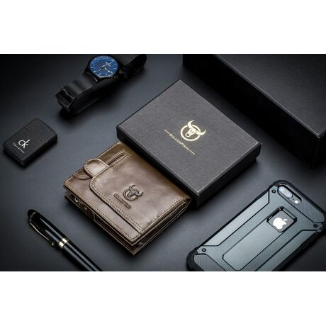 Δερμάτινο πορτοφόλι Bull Captain QB037 καφέ