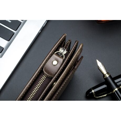 Δερμάτινο πορτοφόλι Bull Captain QB037 καφέ