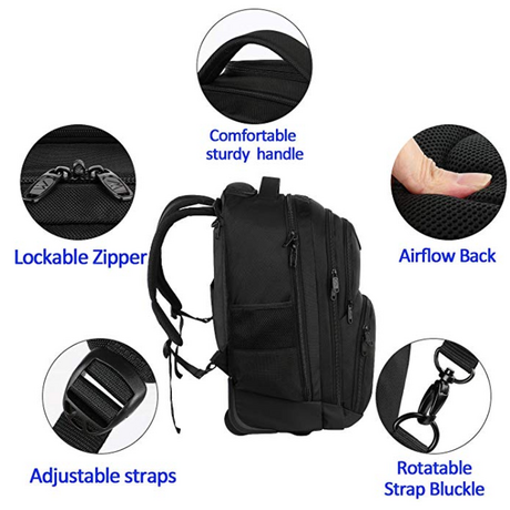 Σακίδιο πλάτης Τροχήλατο  45L Laptop 18” Matein 1178 μαύρο