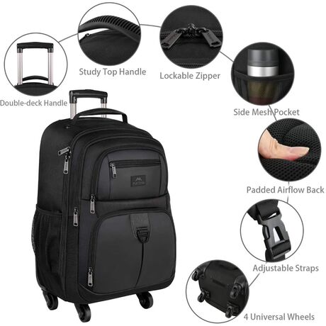 Σακίδιο πλάτης Τροχήλατο  45L Laptop 17” Matein 1212 μαύρο