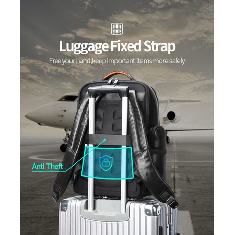 Δερμάτινο Σακίδιο πλάτης Αντικλεπτικό 30L Laptop 17,3” Bopai 61-121961 μαύρο