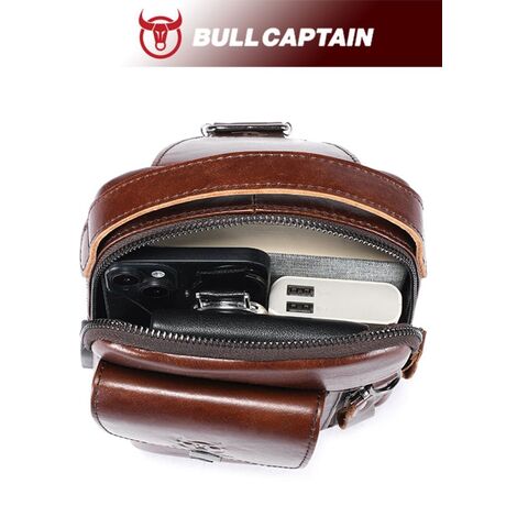 Δερμάτινο τσαντάκι body Bull Captain XB555 σκούρο καφέ