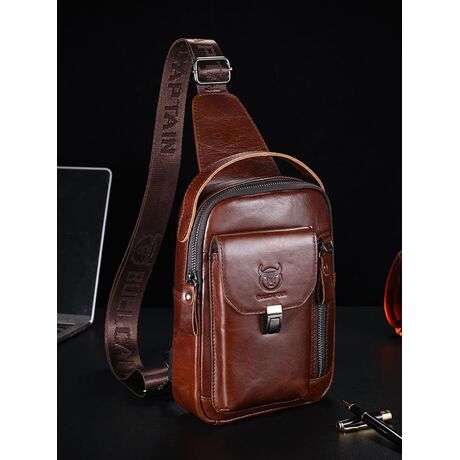Δερμάτινο τσαντάκι body Bull Captain XB555 σκούρο καφέ