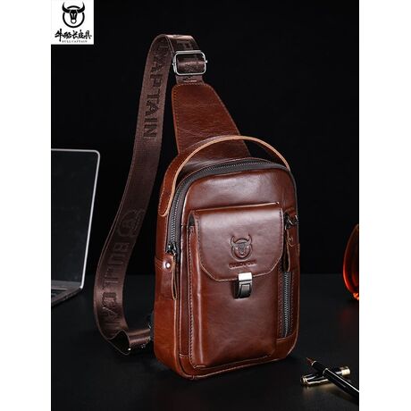 Δερμάτινο τσαντάκι body Bull Captain XB555 σκούρο καφέ
