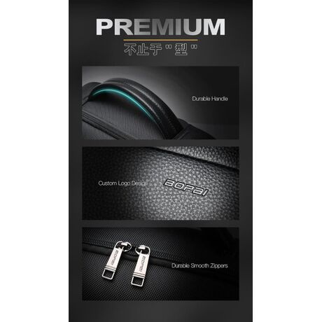Σακίδιο πλάτης Laptop Ύφασμα/Δέρμα  24L 15,6” Bopai 61-123071 μαύρο
