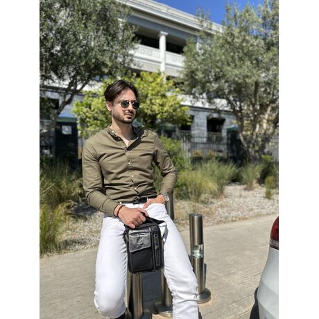 Δερμάτινο τσαντάκι ώμου Bull Captain  DJB 037 μαύρο