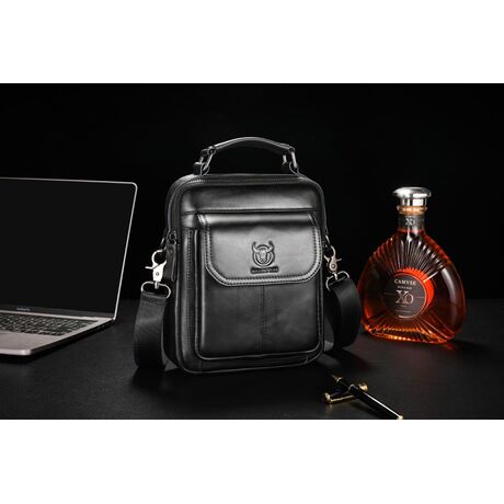 Δερμάτινο τσαντάκι ώμου Bull Captain  DJB 049 μαύρο