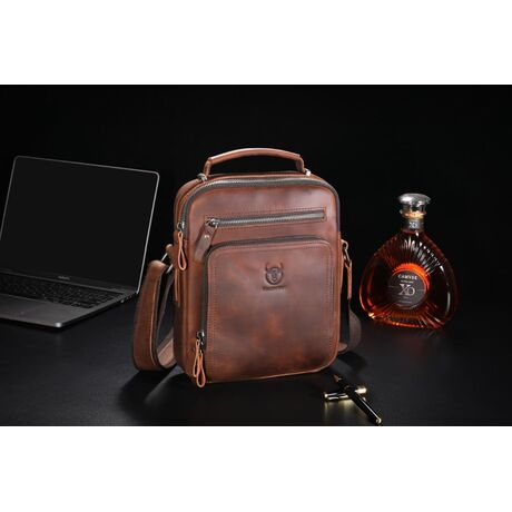 Δερμάτινο τσαντάκι ώμου Bull Captain  DJB 0500-L καφέ