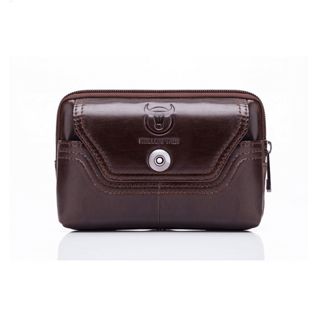 Τσαντάκι Μέσης - Ζώνης Δερμάτινο Σκούρο Καφέ Bull Captain YB04