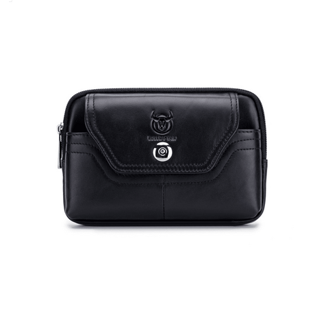 Τσαντάκι Μέσης - Ζώνης Δερμάτινο Μαύρο Bull Captain YB04