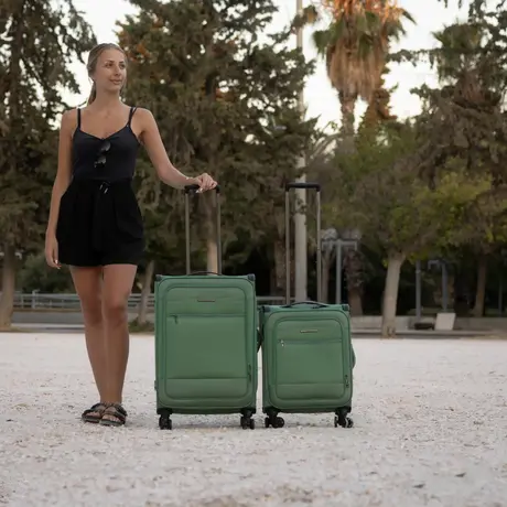 Βαλίτσες Υφασμάτινες σετ Newcom μικρή μεσαία N1510 Green