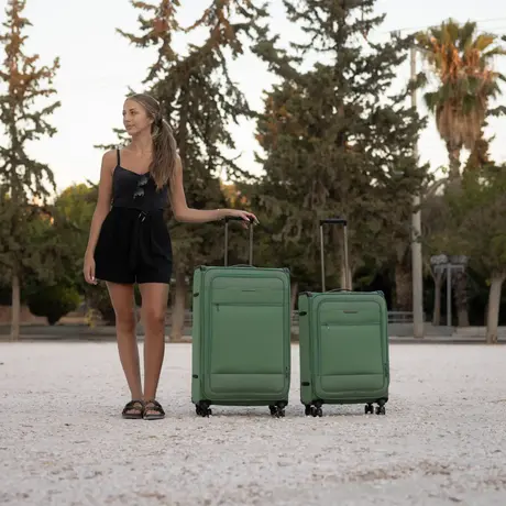 Βαλίτσες Υφασμάτινες σετ Newcom μεσαία μεγάλη N1510 green