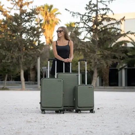 Σετ 3 βαλίτσες Newcom ABS+PC σετ 3 τεμαχίων N1605 green