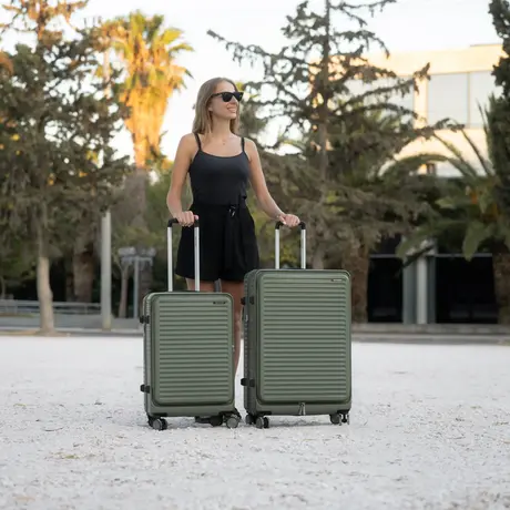 Βαλίτσες σετ Newcom (ABS+PC) μεσαία μεγάλη N1605 green