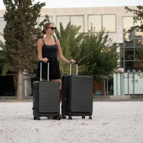 Βαλίτσες σετ Newcom (ABS+PC) μεσαία μεγάλη N1605 dark grey