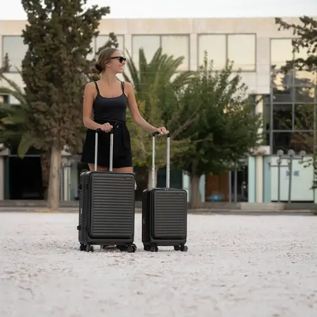 Βαλίτσες σετ Newcom (ABS+PC) μικρή μεσαία N1605 dark grey