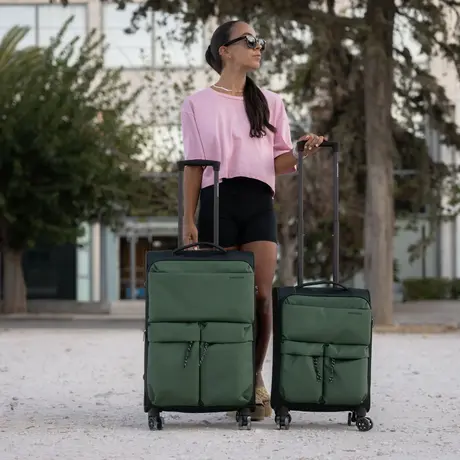 Βαλίτσες Υφασμάτινες σετ Newcom μικρή μεσαία N1615 green