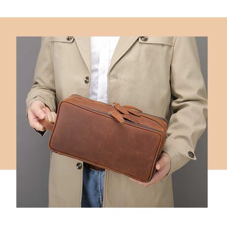 Δερμάτινο Νεσεσέρ – Τσαντάκι Χειρός Cardinal 3007 coffee