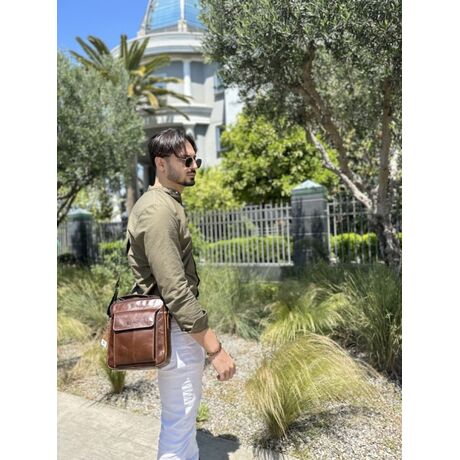 Τσαντάκι Ώμου Δερμάτινο Καφέ Cardinal 369