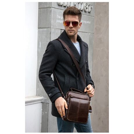 Τσαντάκι Ώμου Δερμάτινο Καφέ Cardinal 379