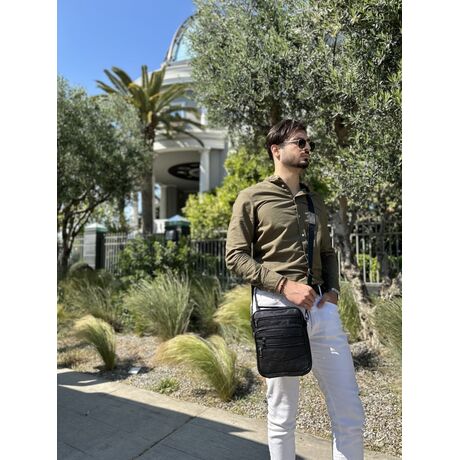 Δερμάτινο τσαντάκι ώμου 6049 black