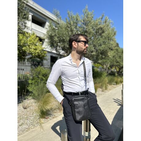 Τσαντάκι Ώμου Δερμάτινο Μαύρο Cardinal 7603