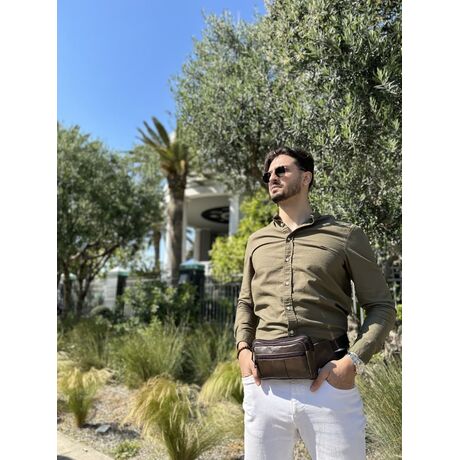 Τσαντάκι Μέσης Δερμάτινο Καφέ Cardinal 8977