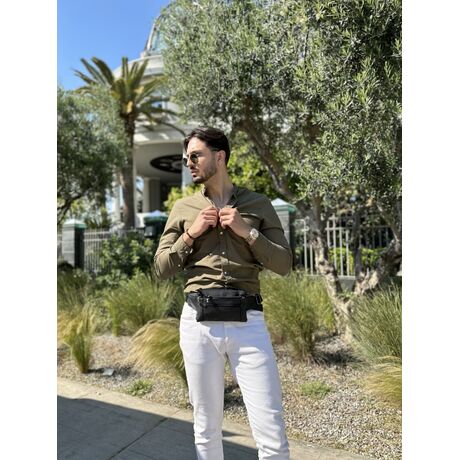 Τσαντάκι Μέσης Δερμάτινο Μαύρο Cardinal 9012