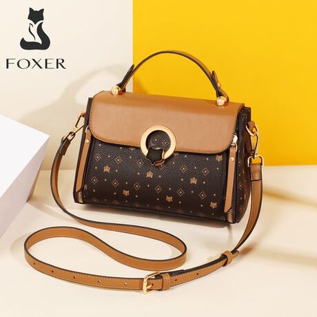 Δερμάτινη Γυναικεία Τσάντα PVC Χειρός/Ώμου Foxer 9111018F καφέ