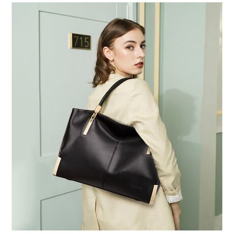 Δερμάτινη Γυναικεία Τσάντα Shopper 'Ωμου Foxer 938032F μαύρο