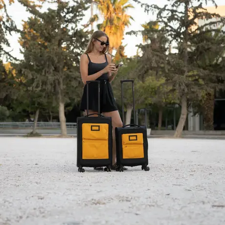 Βαλίτσες Υφασμάτινες σετ Newcom μικρή μεσαία N1618 yellow