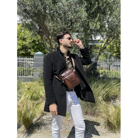 Τσαντάκι Ώμου Δερμάτινο Καφέ Bull Captain DJB 041