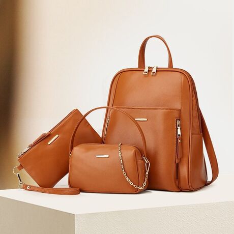 Γυναικείο σετ Σακίδιο πλάτης/τσάντα χειρός/νεσεσέρ Cardinal zm977 coffee