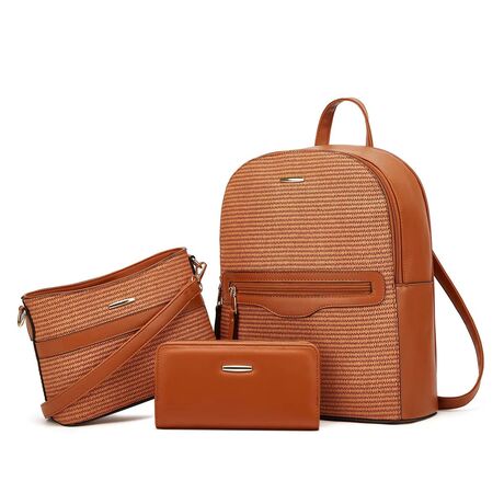 Γυναικείο σετ Σακίδιο πλάτης/τσάντα χειρός/πορτοφόλι Cardinal zm998 coffee