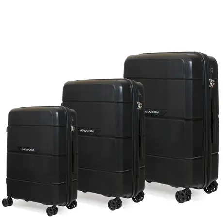 Βαλίτσα σκληρή Newcom (PP) (σετ 3 τεμαχίων) N1595 μαύρο