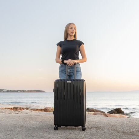 Βαλίτσα Ταξιδιού Άθραυστη Επεκτάσιμη Cardinal (PP) μεγάλη 2018/70 μαύρο