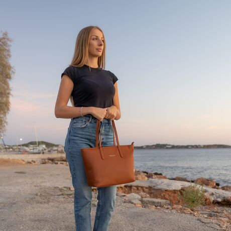 Γυναικεία Τσάντα Ώμου Shopper Pierre Loues 914-62 καφέ