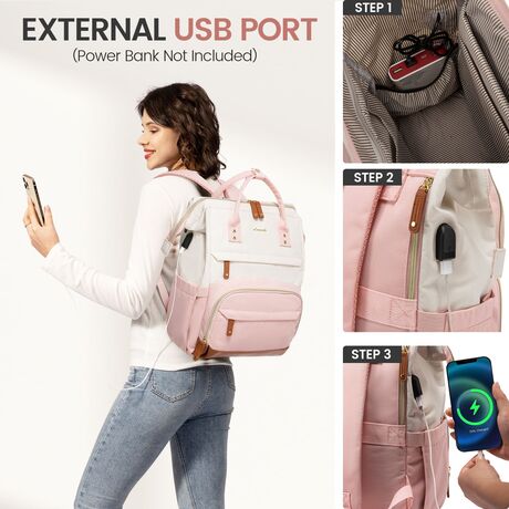 Γυναικείο Σακίδιο Φορητού Υπολογιστή Lovevook 15,6'' MB2046 Beige/Pink