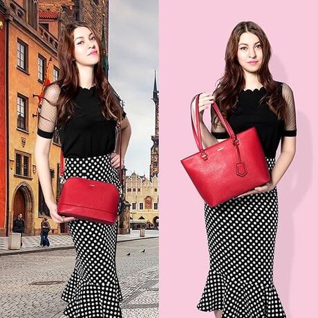 Γυναικείο σετ τσάντας ώμου/χιαστί/χειρός φορητού υπολογιστή Lovevook 13,3'' WB0976 κόκκινο