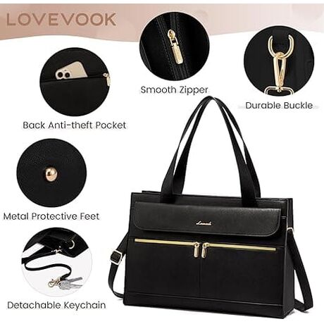 Γυναικείο σετ τσάντας ώμου/χειροός φορητού υπολογιστή Lovevook 15,6'' WB2026 black