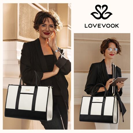 Γυναικείο σετ τσάντας χιαστί/χειρός Lovevook 17,3'' WB3058 black/beige