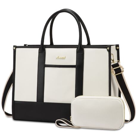 Γυναικείο σετ τσάντας χιαστί/χειρός Lovevook 17,3'' WB3058 black/beige